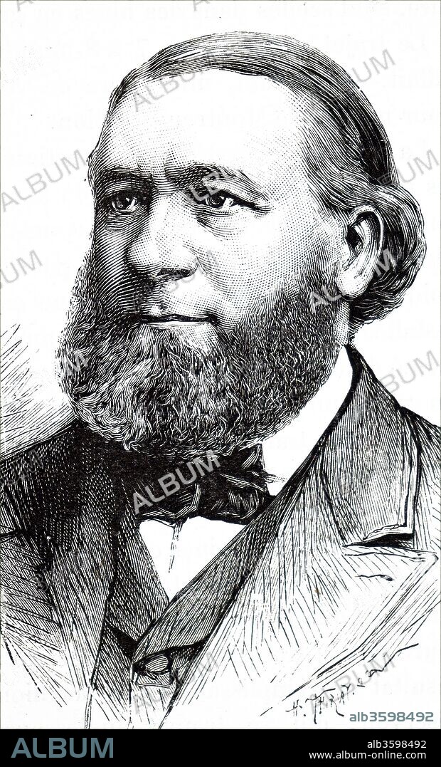 Portrait of Niklaus Riggenbach (1817-1899) the inventor of the Riggenbach rack system and the counter-pressure brake. Dated 19th century.