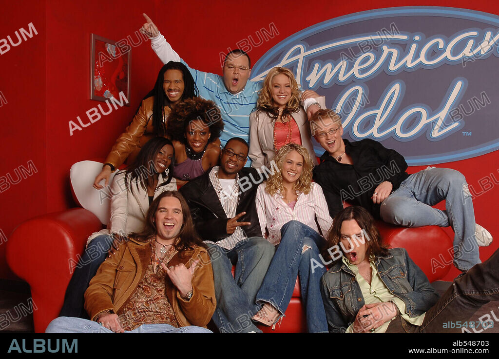 BO BICE, ANTHONY FEDEROV, CONSTANTINE MAROULIS, ANWAR ROBINSON, SCOTT SAVOL, JESSICA SIERRA, NIKKO SMITH, VONZELL SOLOMON, NADIA TURNER and CARRIE UNDERWOOD. Mar 23, 2005; Hollywood, CA, USA; 'Final 10' (clockwise from l) ANWAR ROBINSON, NADIA TURNER, SCOTT SAVOL, JESSICA SIERRA, ANTHONY FEDOROV, CONSTANTINE MAROULIS, CARRIE UNDERWOOD, NIKKO SMITH, BO BICE and VONZELL SOLOMON performs on 'American Idol. 'Mandatory Credit: Photo by Ray Mickshaw / FOX / Entertainment Pictures. (©) Copyright 2005 by Courtesy of FOX. 23/03/2005