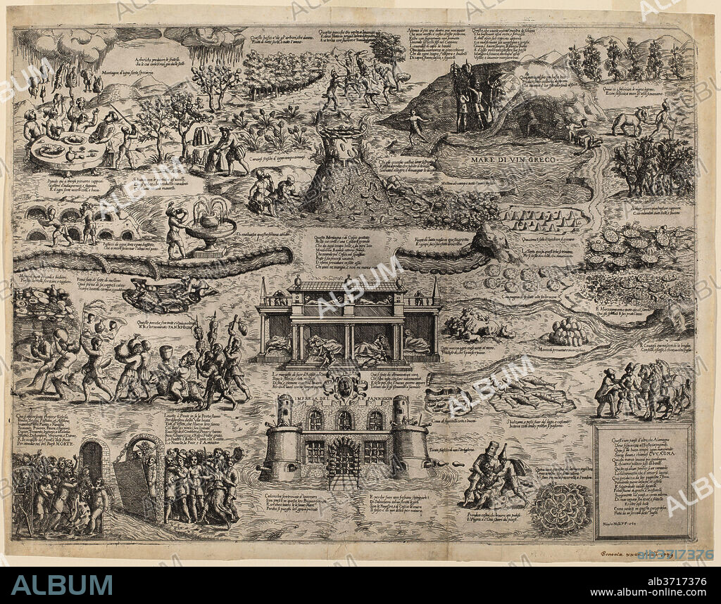 NICCOLò NELLI. The Land of Cockaigne. Dated: 1564. Dimensions: plate: 40.7 x 53.6 cm (16 x 21 1/8 in.)  sheet: 43.2 x 65.3 cm (17 x 25 11/16 in.). Medium: etching.