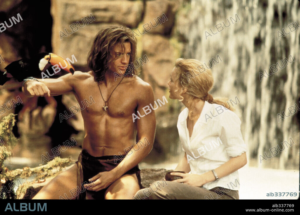 BRENDAN FRASER y LESLIE MANN en GEORGE DE LA JUNGLA, 1997 (GEORGE OF THE JUNGLE), dirigida por SAM WEISMAN. Copyright DISNEY / BLACKBURN, MARSHA.