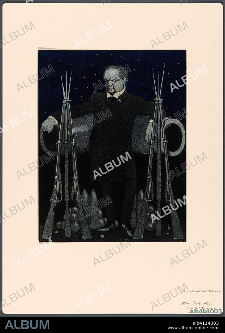 Design for a political cartoon on Abraham Kuyper. Draughtsman: anonymous. Draughtsman: Albert Hahn (I). Intermediary draughtsman: Albert Hahn (II) (possibly). Dating: 1887 - 1918 and/or c. 1800 - c. 1900. Measurements: h 371 mm × w 285 mm.