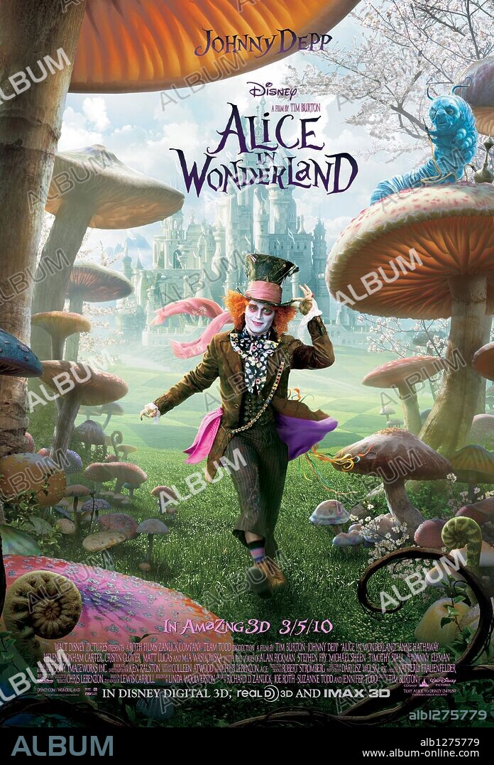 Poster of ALICE IN WONDERLAND, 2010, directed by TIM BURTON. Copyright WALT DISNEY PICTURES.