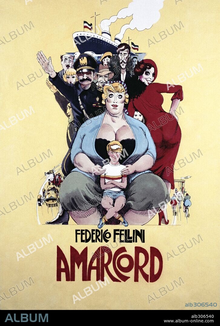 Poster of AMARCORD, 1973, directed by FEDERICO FELLINI. Copyright F.C. ROME/P.E.C.F.PARIS.
