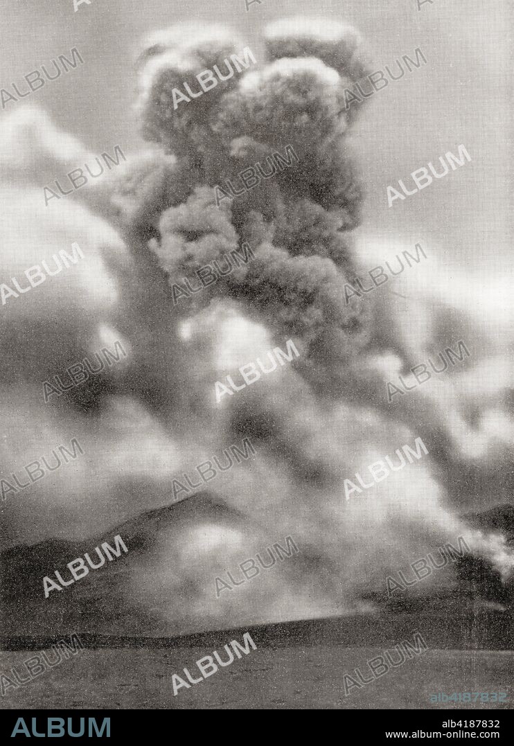 The 1902 eruption of Mount Pelee, Martinique, this resulted in the complete destruction of the town of Saint-Pierre and the deaths of close to 30,000 people.  From The Wonders of the World, published c.1911.