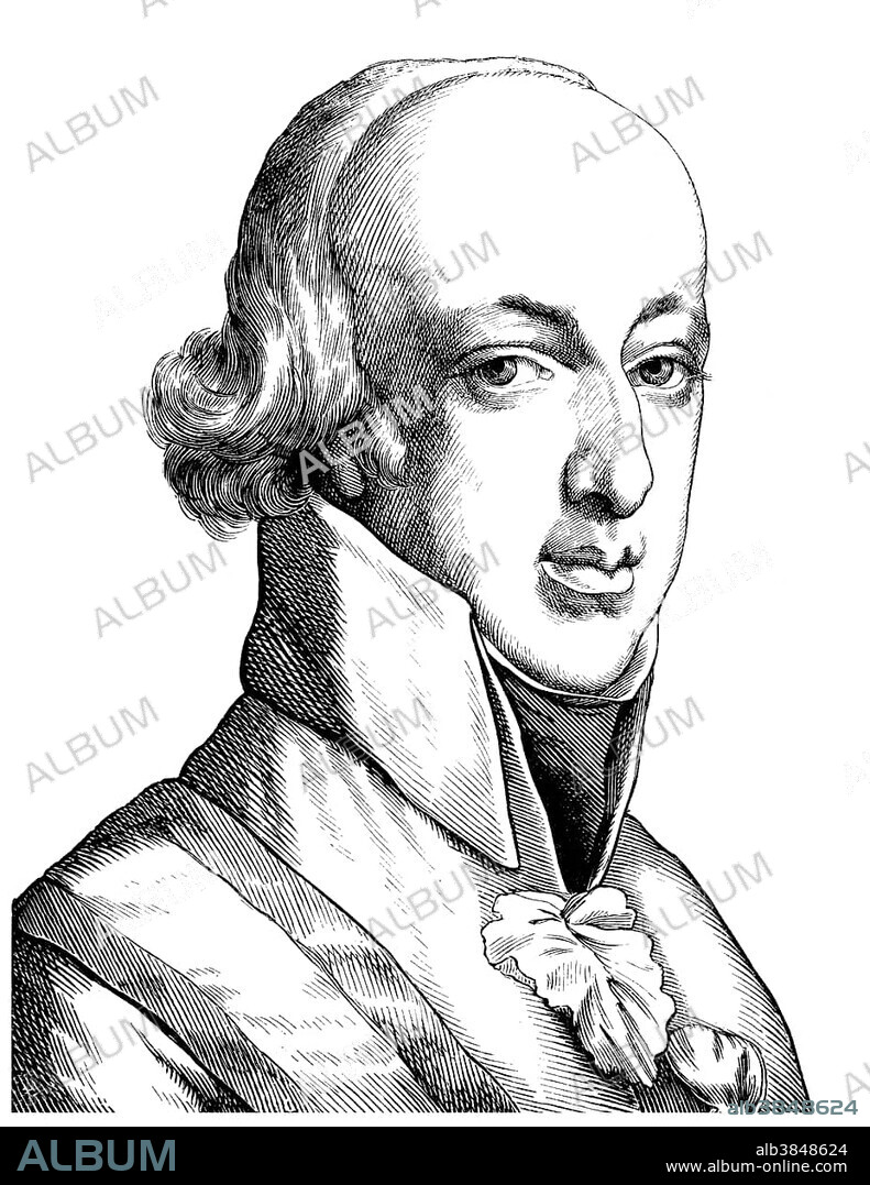Historical drawing from the 19th century, portrait of Archduke Charles, Duke of Teschen, 1771 - 1847, House of Habsburg-Lorraine, an Austrian general and military writer