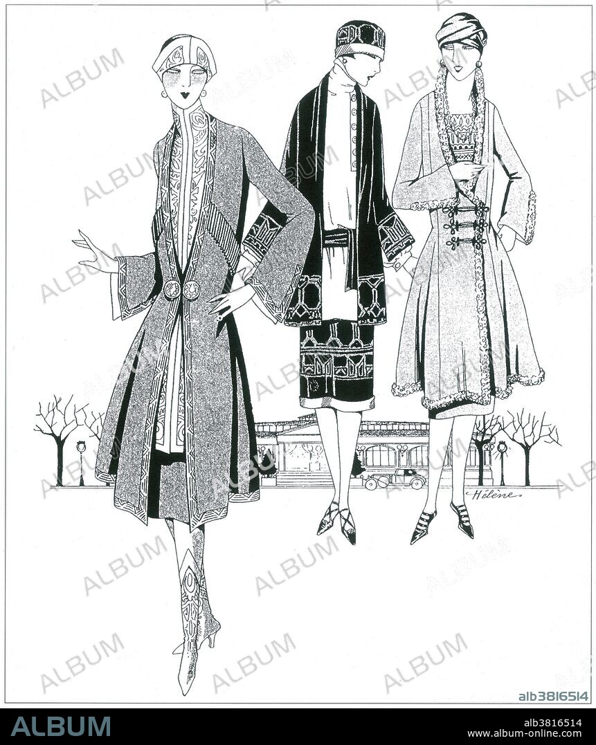 Fashion is a distinctive and often habitual trend in the style in which a person dresses. It is the prevailing styles in behavior and the newest creations of textile designers. Prior to the mid-19th century, most clothing was custom-made. It was handmade for individuals, either as home production or on order from dressmakers and tailors. By the beginning of the 20th century, with the rise of new technologies such as the sewing machine, the development of the factory system of production, and the emergence of department stores, clothing had increasingly come to be mass-produced in standard sizes and sold at fixed prices. No designer or illustrator credited, dated 1926.