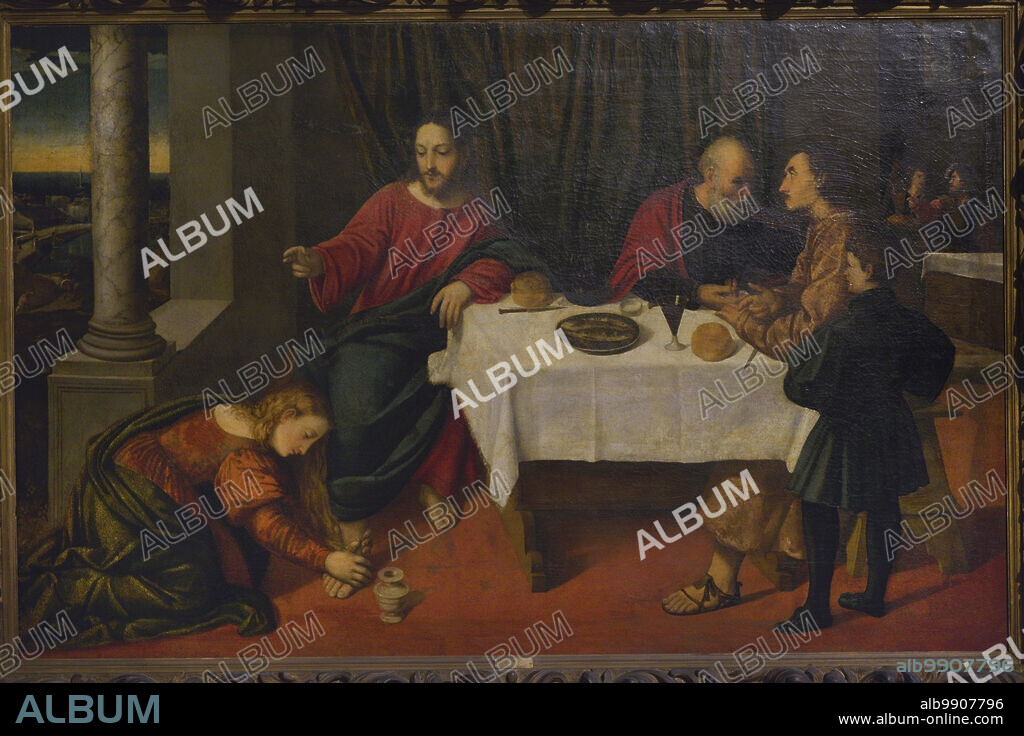 Bonifacio de' Pitati, called Bonifacio Veronese (1487-1553). Italian painter. Supper in the House of Simon the Pharisee. Oil on canvas. Museo Civico Ala Ponzone. Cremona. Lombardy. Italy.