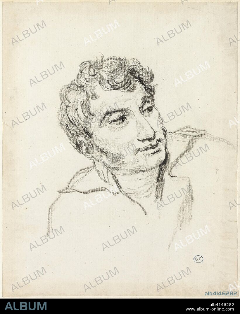 Bust of a Man, Head Turned to Right. Jacques Louis David; French, 1748-1825. Date: 1805-1815. Dimensions: 226 × 179 mm. Black chalk, with touches of black crayon, on off-white laid paper, edge mounted on cream wove paper. Origin: France.