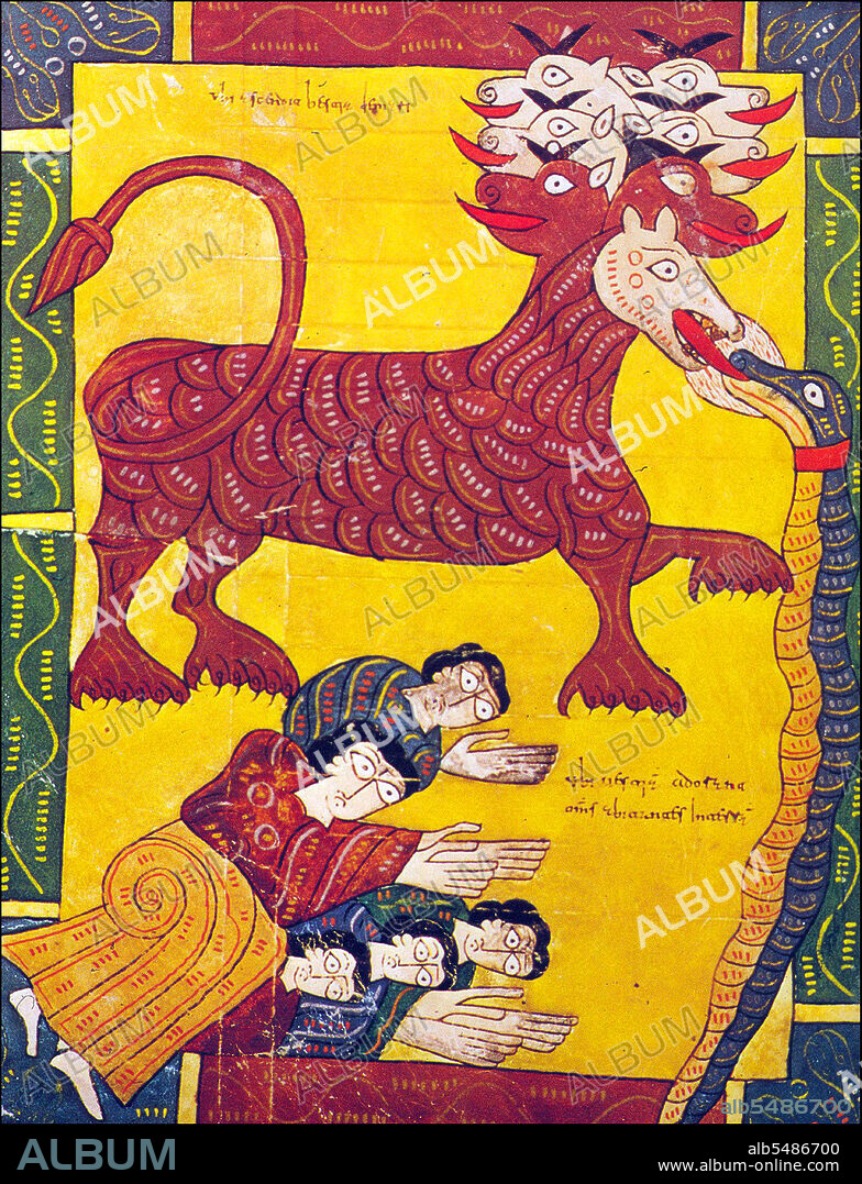 The Escorial Beatus is a 10th century illuminated manuscript of the Commentary on the Apocalypse by Beatus of Liébana. The manuscript was probably created at the monastery at San Millán de la Cogolla. There are 151 extant folios; the manuscript is illustrated with 52 surviving miniatures. The Apocalypse of John is the Book of Revelation, the last book of the New Testament.