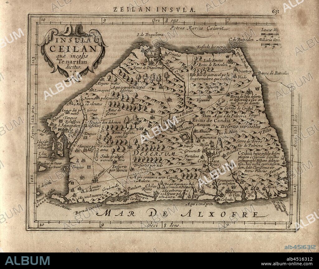 Arabiers island of Ilanare, Map of the Island of Ceylon (Sri Lanka), signed: Peter Kaerius Caelavit, Fig. 138, p. 631, Kaerius, Petrus (caelavit), Gerhard Mercator, Jodocus Hondius, Jansson: Atlas minor Gerardi Mercatoris. Amsterodami: ex officina Ioannis Ianssonii, MDCXXXIIII [1634].