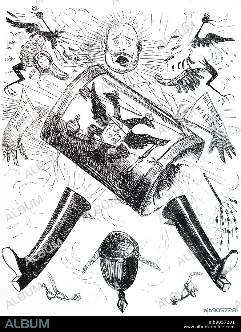 Satirical cartoon commenting the Crimean War. The Russian bubble burst by the victory of the Allies at the Battle of Alma, 20th September 1854. Nicholas I of Russia is shown disintegrating under the impact of an allied shell. Nicholas I of Russia (1796-1855) Emperor of Russia, King of Poland and Grand Duke of Finland. Dated 19th century.