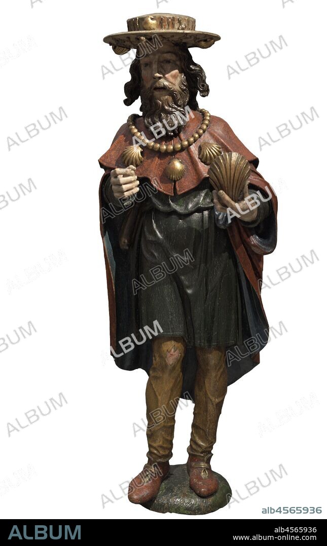 Santiago Peregrino. Escultura procedente de Baviera, Alemania. Fechada entre 1576-1625. Madera policromada. Museo de las Peregrinaciones y de Santiago. Santiago de Compostela. Provincia de La Coruña. Galicia. España.