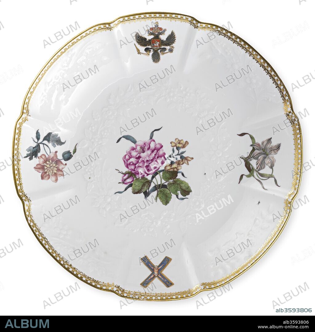 JOHANN FRIEDRICH EBERLEIN. Plate from the Order of Saint Andrew Service. Given by Augustus III of Poland and Saxony to Empress Elizabeth of Russia in 1745.