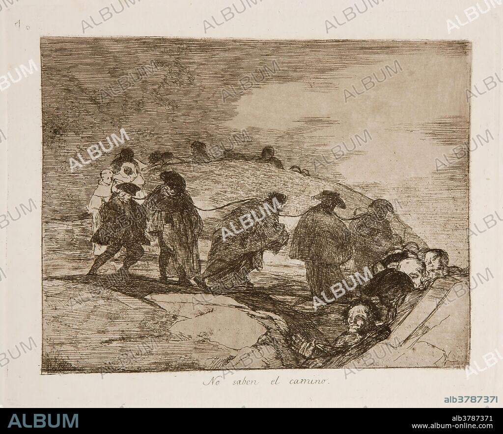 Francisco de Goya y Lucientes / 'They do not know the way'. 1814 - 1815. Etching, Burnisher, Burin, Drypoint on ivory paper.