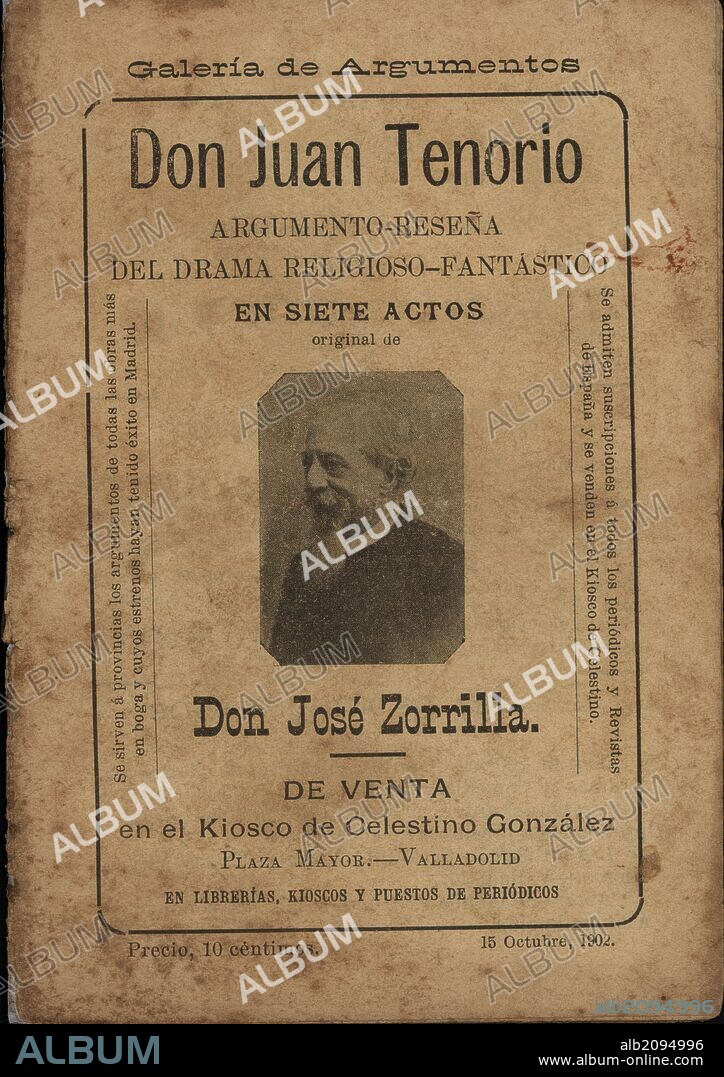 Don Juan Tenorio. Argumento del drama de José Zorrilla. Literatura de cordel. Valladolid, 1910.