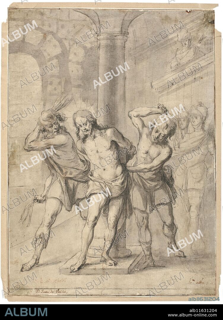 JUAN DE VALDÉS LEAL. Juan de Valdés Leal / 'The Flagellation of Christ'. XVII century. Grey-brown wash, Pencil on laid paper.