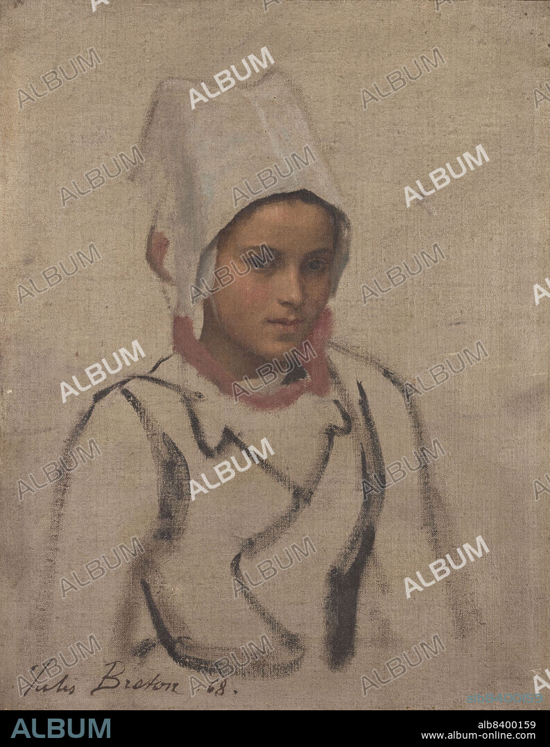 JULES BRETON. Tête de jeune Bretonne, étude pour le Pardon, 1868. Head of young Bretonne woman, study for The Pardon.