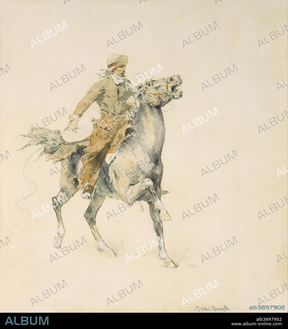 FREDERIC REMINGTON. The Cowboy. Date/Period: 1895/1899. Watercolor on paper. Width: 33 cm. Height: 44.5 cm (sheet).