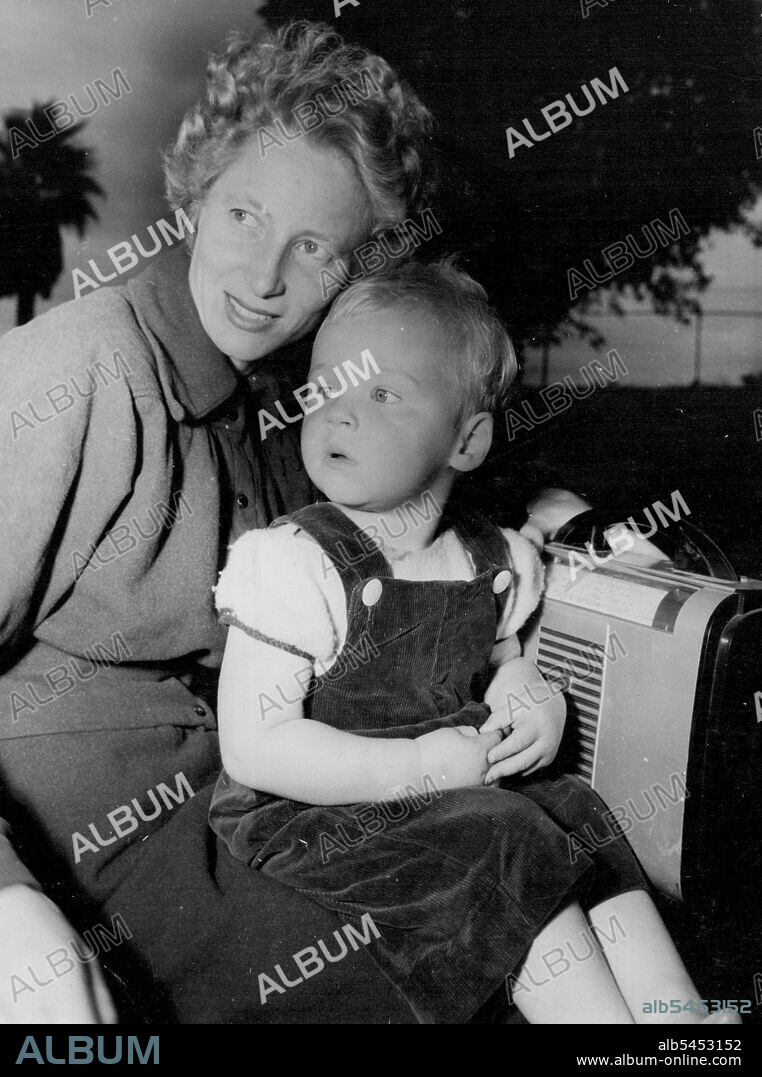 WA and Olympic hurdles champion Shirley Strickland with her son Phillip. April 21, 1955.