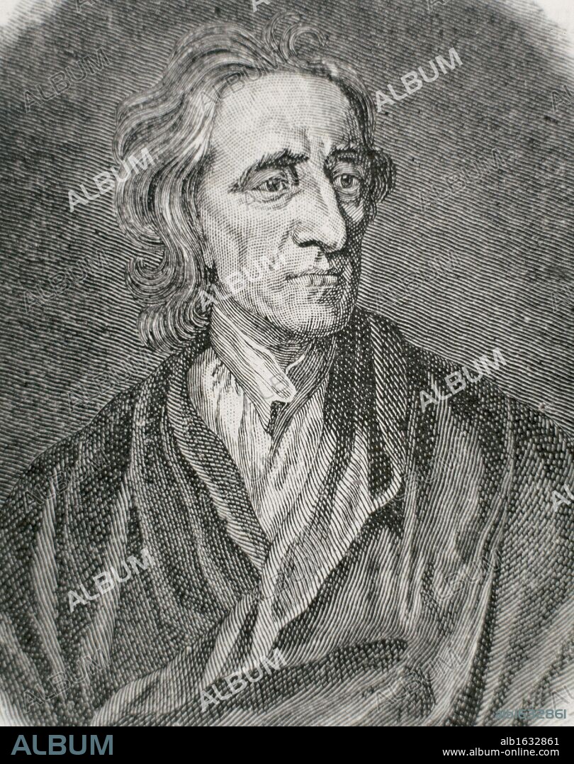 LOCKE, John (Wrington, 1632-Oates, 1704). Filósofo empirista inglés. Grabado del año 1881.