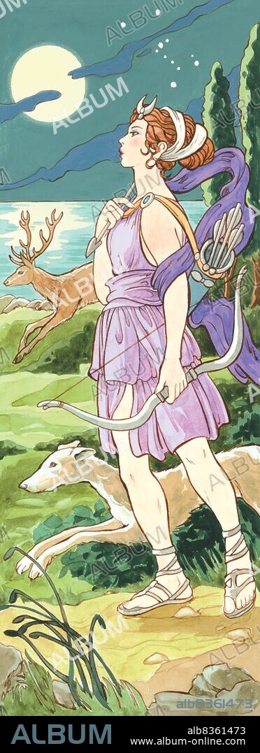 In ancient Greek mythology, Artemis was the goddess of hunting and wild animals, The ancient Romans called her Diana.