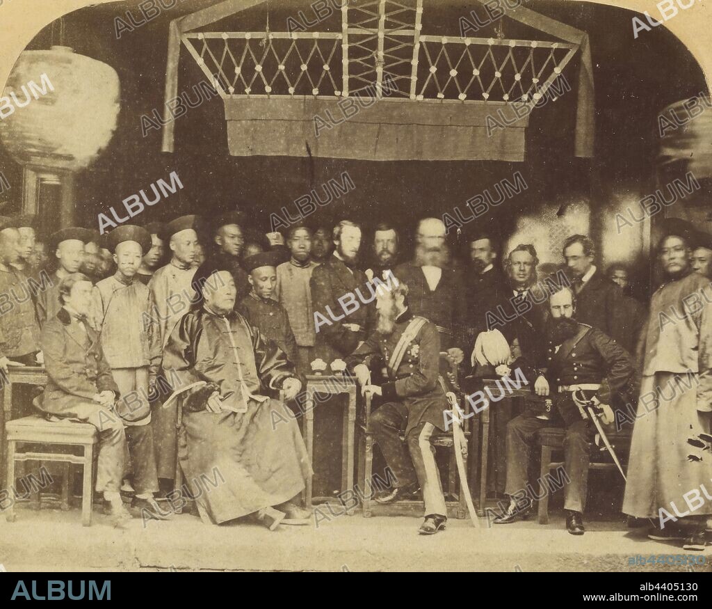 Canton. Farewell Visit of Gen. Sir Charles Straubenzie to the Chinese General-in-Chief, Tseang Keun, Mandarin...Tartar General., Pierre Joseph Rossier (Swiss, 1829 - about 1883), Negretti & Zambra (British, active 1850 - 1899), 1858–1859, Albumen silver print.