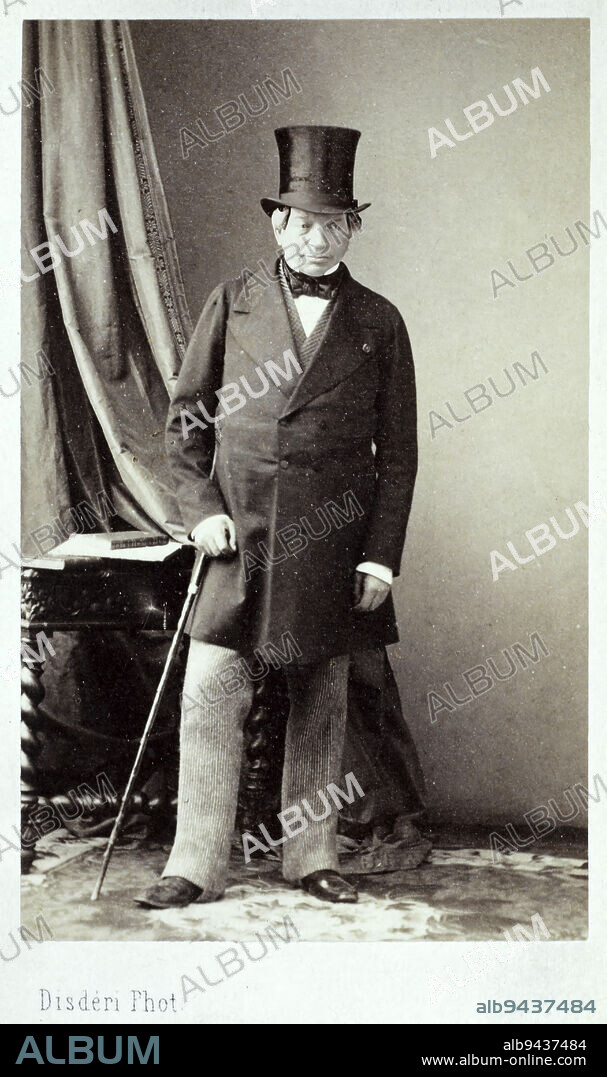 Portrait of Baron James de Rothschild (1792-1868), (banker of German origin, founder and director of the French branch of the Rothschild bank), Disdéri, André-Adolphe-Eugène, Photographer, Lozano, J., Diffuseur, Between 1860 and 1868, 2nd half of the 19th century, Photography, Graphic arts, Photography, Albumen paper print, Dimensions - Work: Height: 8.5 cm, Width: 5.2 cm, Dimensions: Height: 10.5 cm, Width: 6.1 cm.