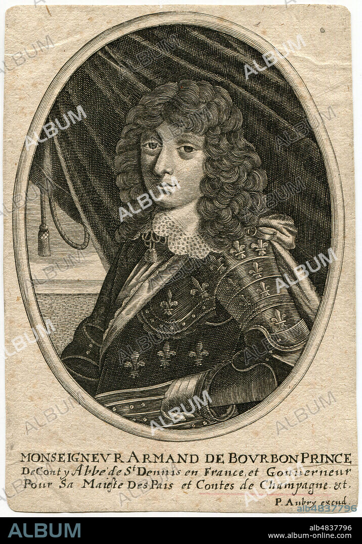 Prince Armand de BOURBON CONTI (1629-1666) abbe de Saint-Denis et de Cluny. Gravure de P. AUBRY. Credit : Collection F.Pineau/Kharbine-Tapabor.
