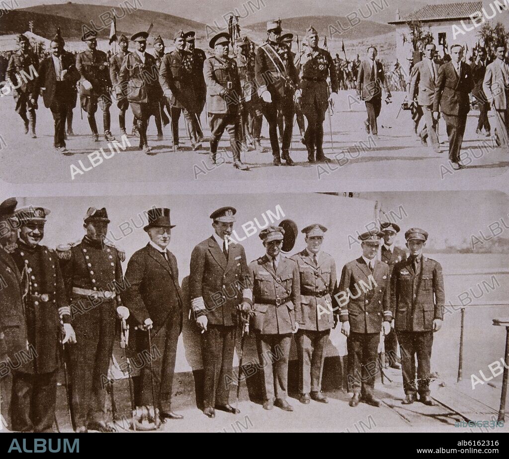 ALFONSO XIII VISITA MARRUECOS EN 1925 Y AL FONDO FRANCO- ABAJO ALFONSO XIII RECIBE A PLUS ULTRA-1926.
