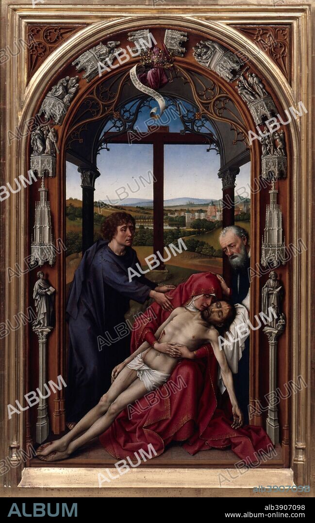 ROGIER VAN DER WEYDEN. The Altar of Our Lady (Miraflores Altar). Date/Period: Ca. 1440. Painting / altarpiece. Oak wood. Height: 213 cm (83.8 in); Width: 43 cm (16.9 in).