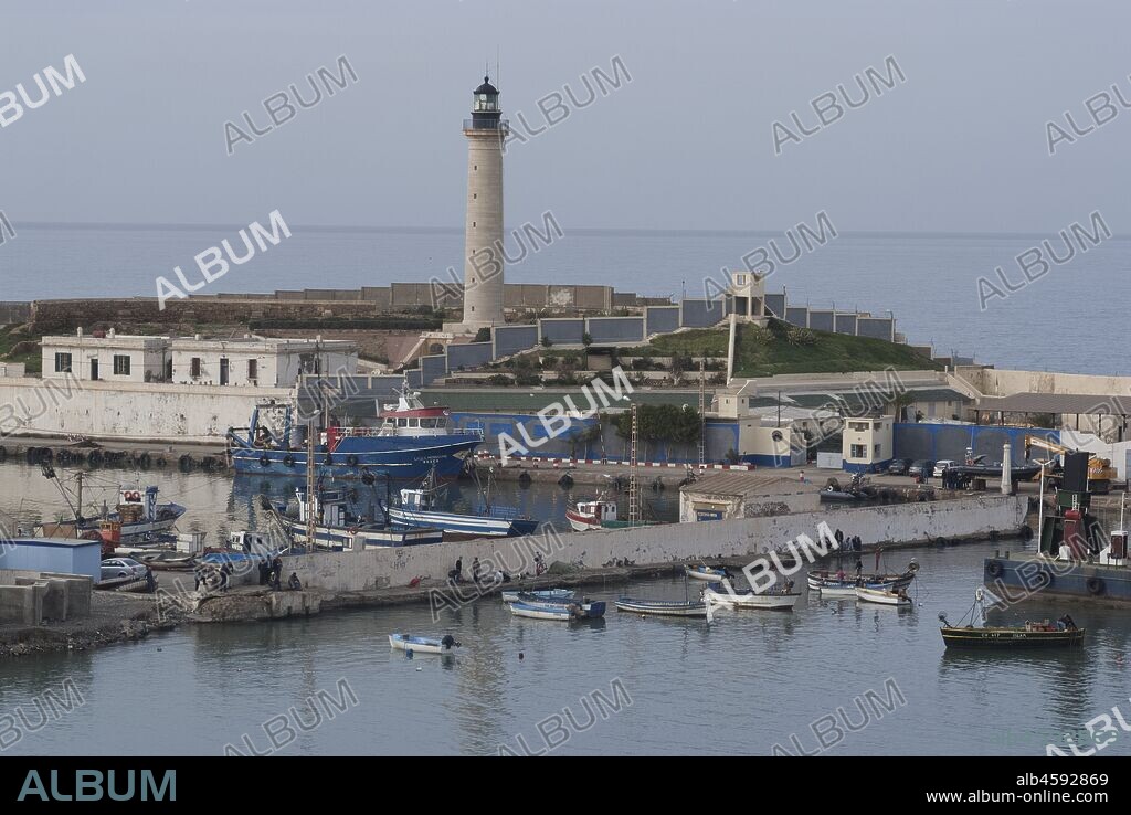 View of the harbour, Cherchell, Algeria, once an ancient Roman port, now a modern city, December 2007.