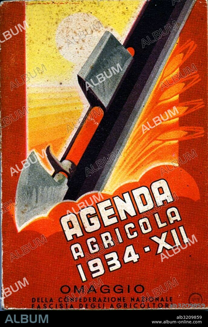 Italian Fascist propaganda poster for the National Agriculture agency. Dated 20th Century.