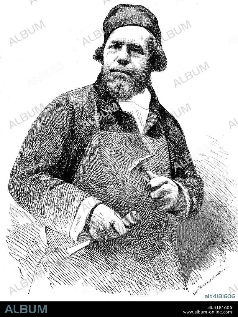 Jacob Daniel Burgschmiet, 11 October 1796 - 7 March 1858, was a german sculptor and ore-founder, a picture in The Gartenlaube, digital improved reproduction of a woodcut publication in the year 1885.