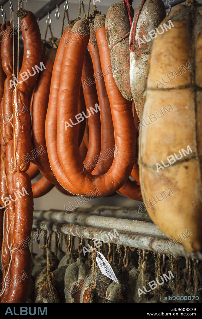 sobrasada dryer, artisan sausages Cas Sereno, Inca, Mallorca, Balearic Islands, Spain.