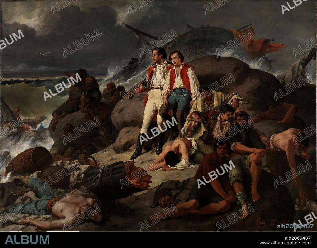 Francisco Sans Cabot / 'Episodio de Trafalgar', 1862, Spanish School, Canvas, 310,5 cm x 424,5 cm, P05729.