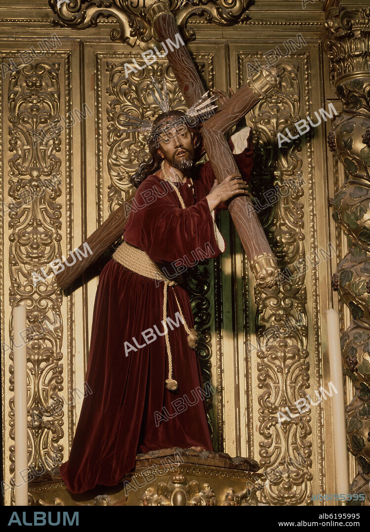 LUISA ROLDAN (1654-1704) LA ROLDANA. CRISTO CON LA CRUZ A CUESTAS - NAZARENO - SIGLO XVII.