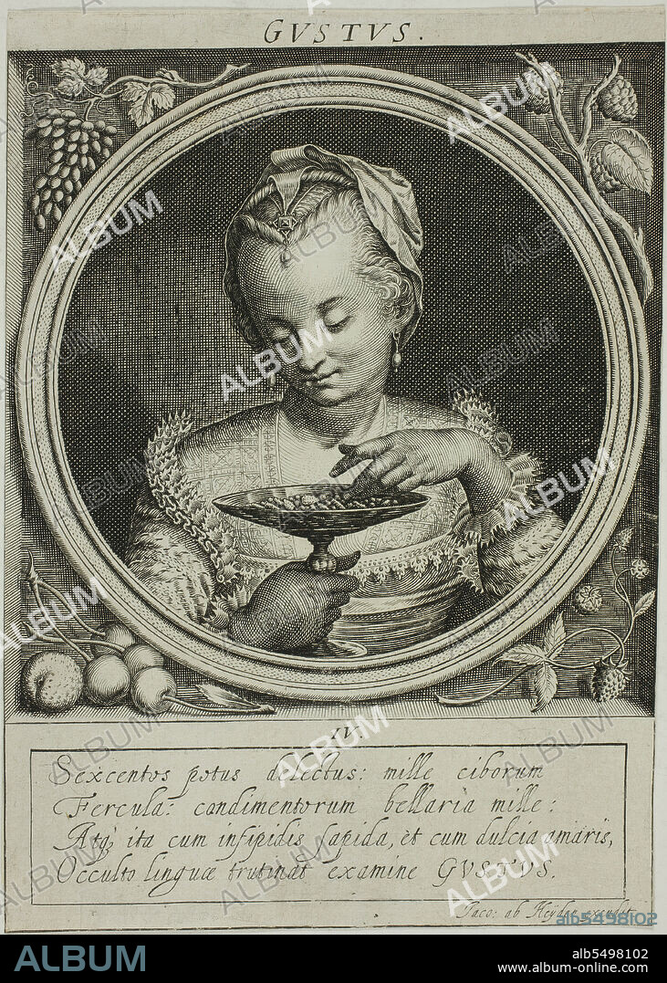 JACOB VAN DER HEYDEN. Taste, plate four from The Five Senses, n.d.