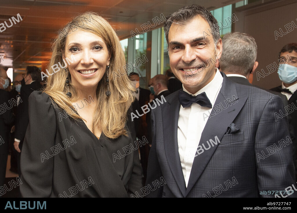 Madrid, 06/22/2021. The Kings of Spain Don Felipe and Doña Letizia present the Mariano de Cavia, Luca de Tena and Mingote Awards to Javier Cercas, José María Carrascal and Ricardo. In the image, the general director of Facebook, Irene Cano, with the famous chef Ramón Freixa. Photo: De San Bernardo. ARCHDC.