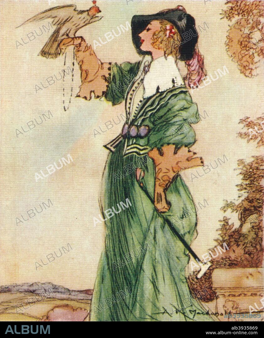Diana Vernon'. Diana Die Vernon is the heroine of Walter Scott's 1817 historical novel Rob Roy. From the John Player & Sons cigarette card series 'Famous Beauties', 1937.