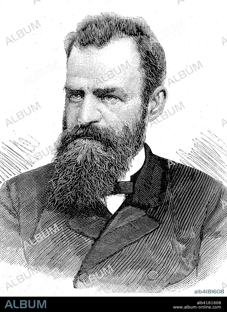 Lazar Dokic, Dokitsch, Serbian scholar and stateman, born in 1843 in Belgrade - Dec. 13, 1893 in Abbazia, studied medicine in Vienna, was a doctor in Belgrade for a short time, and then became professor of natural sciences at Belgrade University and later Serbian Minister President, historical image or illustration, published 1890, digital improved.