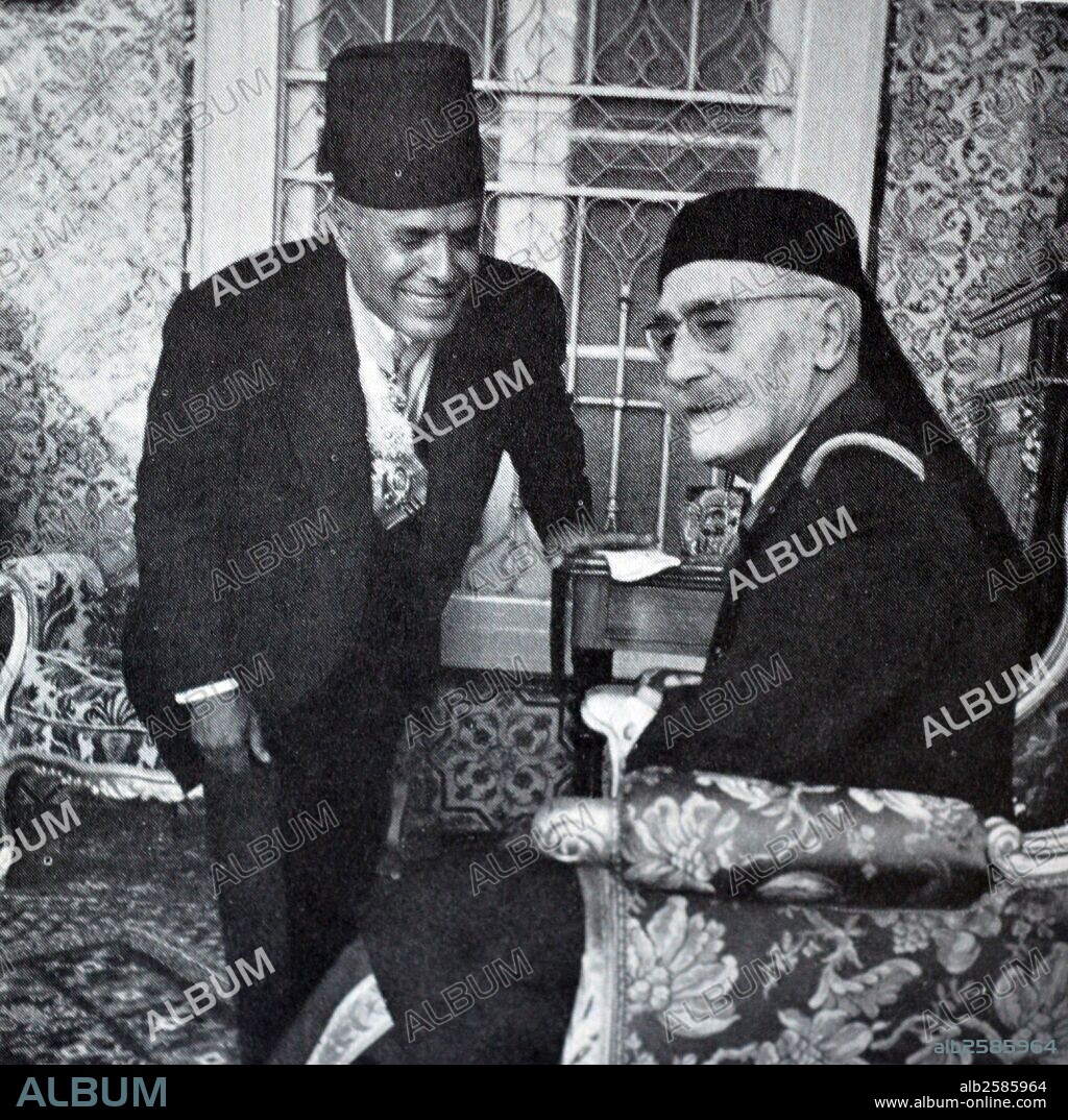 Muhammad VIII al-Amin, The Bey of Tunisia (1943 - 1956) was the first head of state of Tunisia from 1956 until he was deposed in 1957 by Habib Bourguiba (standing). .