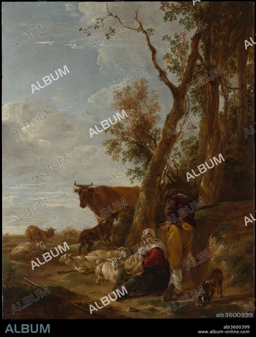 Rest. Artist: Nicolaes Berchem (Dutch, Haarlem 1621/22-1683 Amsterdam). Dimensions: 17 x 13 1/2 in. (43.2 x 34.3 cm). Date: 1644.