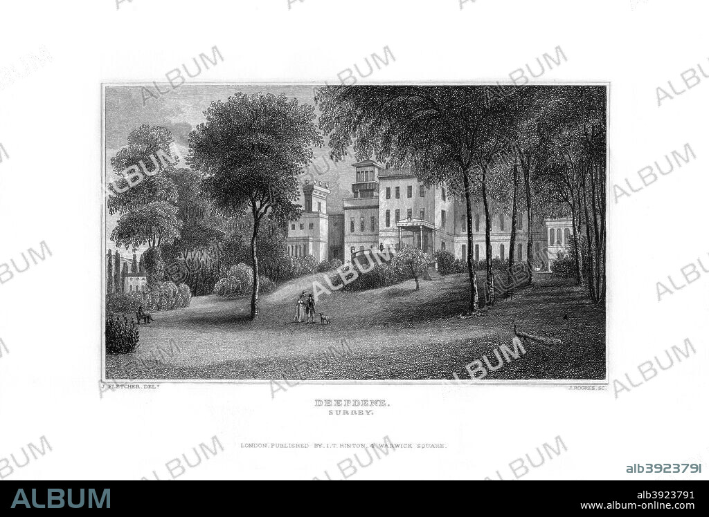Deepdene, Dorking, Surrey, 1829. Deepdene was a country house that was demolished in 1969.