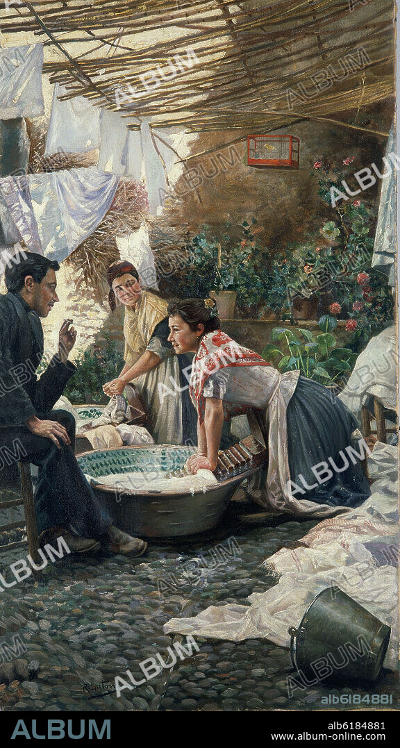 RAFAEL LATORRE (1872-1960). PRETENDIENDO A LA LAVANDERA - SIGLO XIX - COSTUMBRISMO ESPAÑOL.