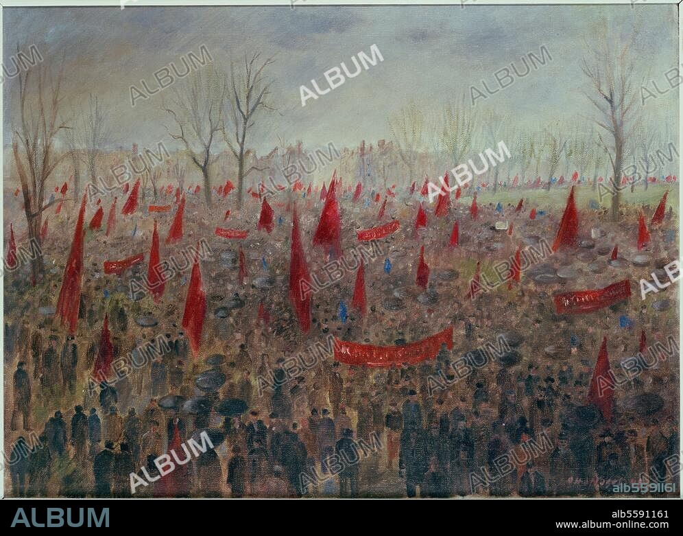 East Berlin, 18 March 1948. Memorial celebrations for the 100th anniversary of the 1848 Revolution, held in Friedrichshain. "Mass rally in Friedrichshain". Painting, 1948, by Otto Nagel (1894-1967). Berlin, Deutsches Historisches Museum.