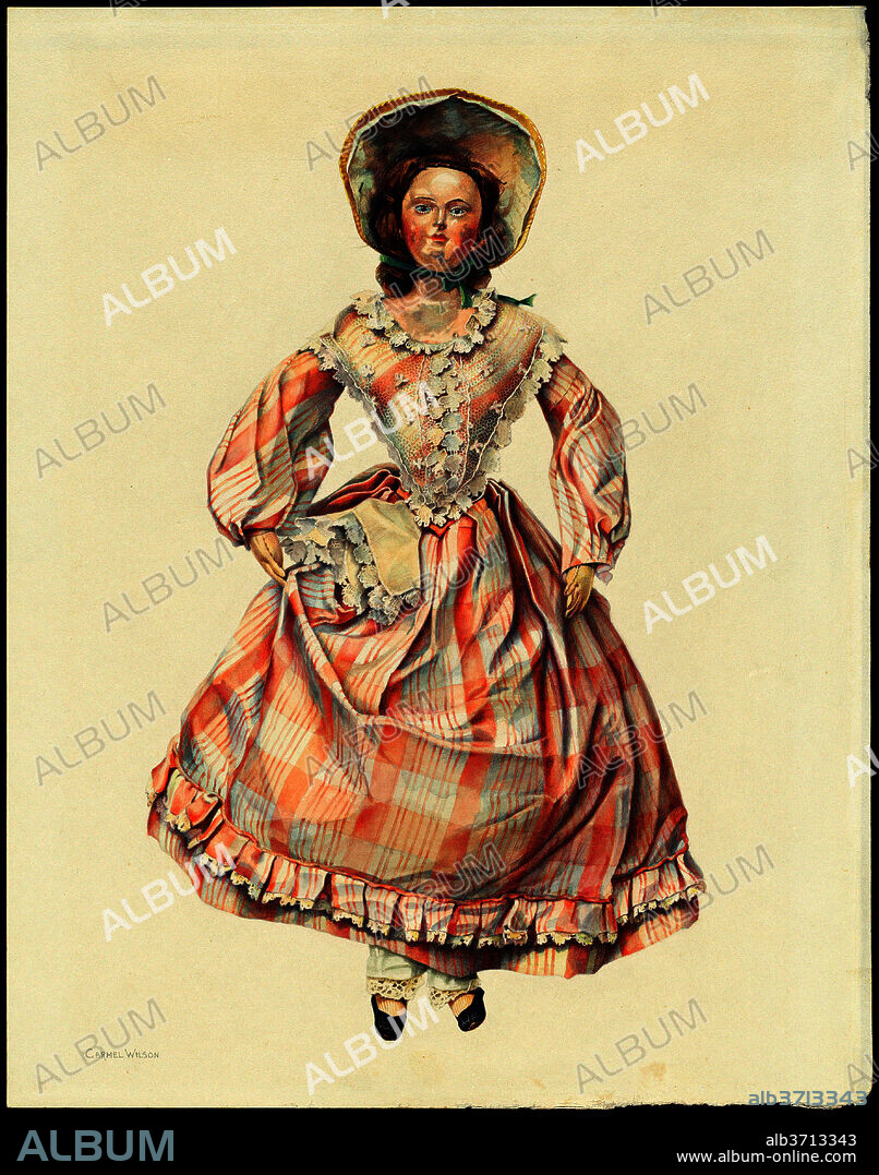 CARMEL WILSON. Doll. Dated: c. 1939. Dimensions: overall: 35.6 x 27.8 cm (14 x 10 15/16 in.)  Original IAD Object: 15" high. Medium: watercolor and graphite on paper.