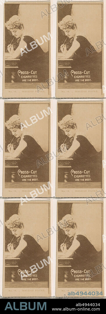 Issued by W. Duke, Sons & Co., Card Number 70, Helene Dacre, from the Actors and Actresses series (N145-2) issued by Duke Sons & Co. to promote Cross Cut Cigarettes, 1880s, Albumen photograph, Sheet: 2 5/8 × 1 7/16 in. (6.6 × 3.7 cm).
