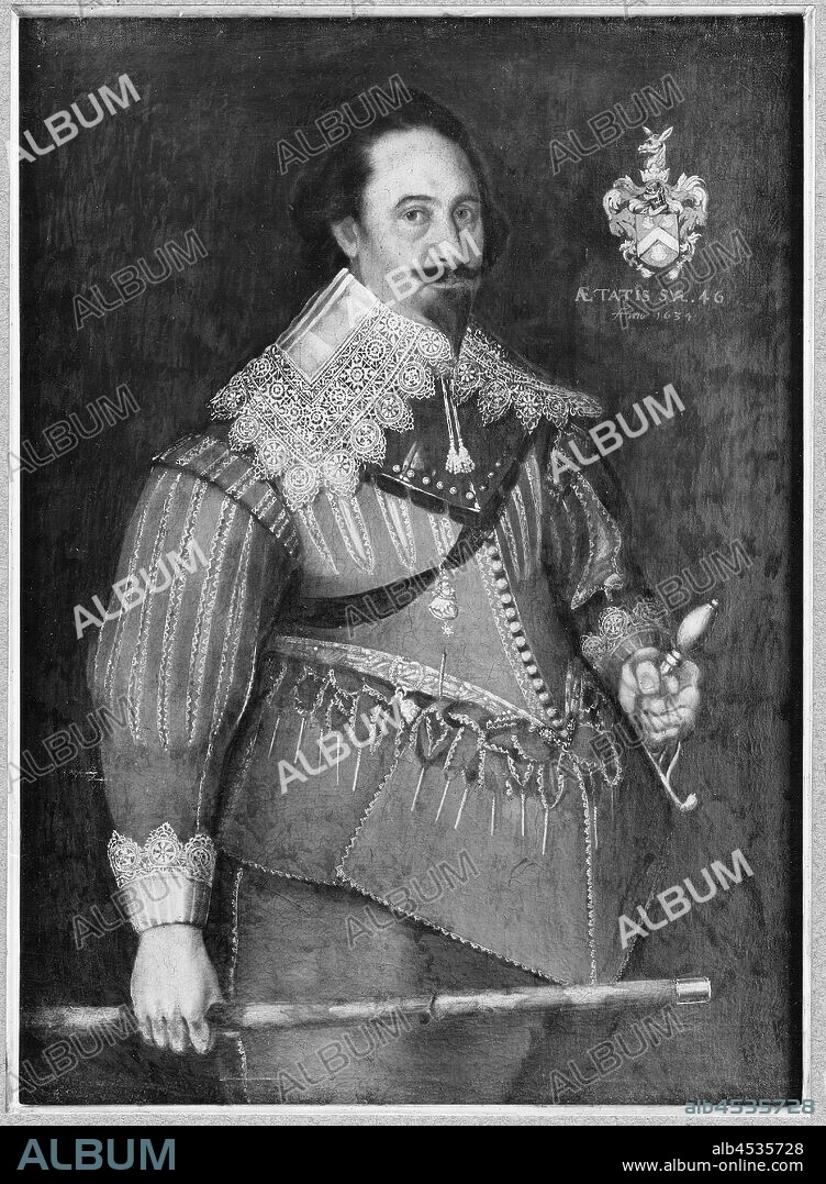 John Chamberlain (dead 1642), captain, painting, circa 1634, Oil on canvas, Height, 107 cm (42.1 inches), Width, 80 cm (31.4 inches), Inscription, ATATIC SWEET, 46 Anno 1634.