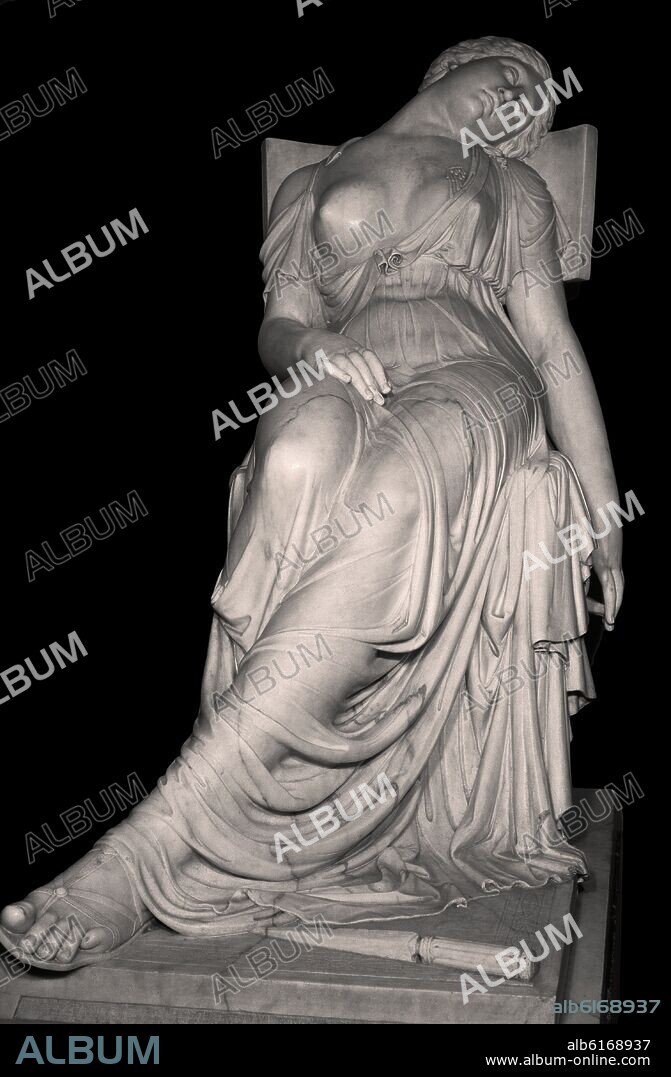 DAMIA CAMPENY (1771-1855). ESCULTURA EN MARMOL - LUCRECIA MORIBUNDA - (DAMA ROMANA DE 510 AC).