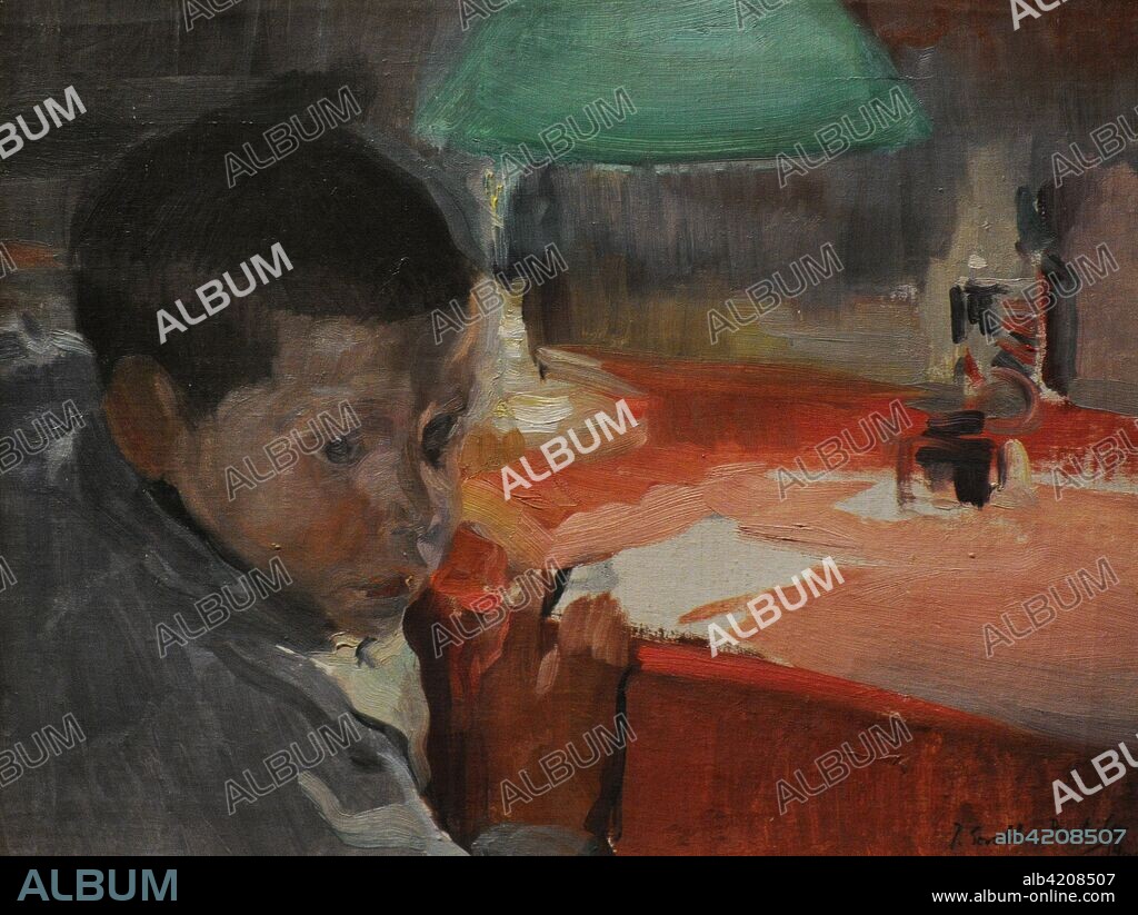 Joaquin Sorolla y Bastida (1863-1923). Spanish painter. Joaquin by the light of a lamp, 1900. Oil on canvas, 42 x 52 cm. Sorolla Museum. Madrid. Spain.